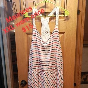 Maurices Plus Size Americana Stripe Macrame Back Maxi Dress Size XXL (20)